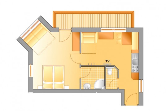 Skizze Appartement Typ E in der Villa Schrempf