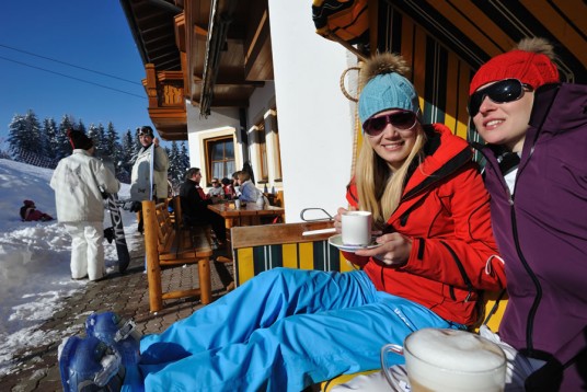 Sunny terrace on the slope in Flachau